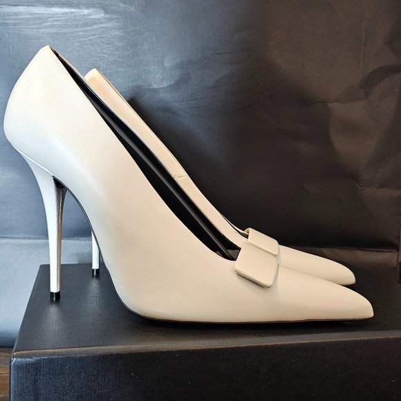 Saint Laurent Kayla Leather Pumps in White, Size 8.5 US - Picture 3 of 10